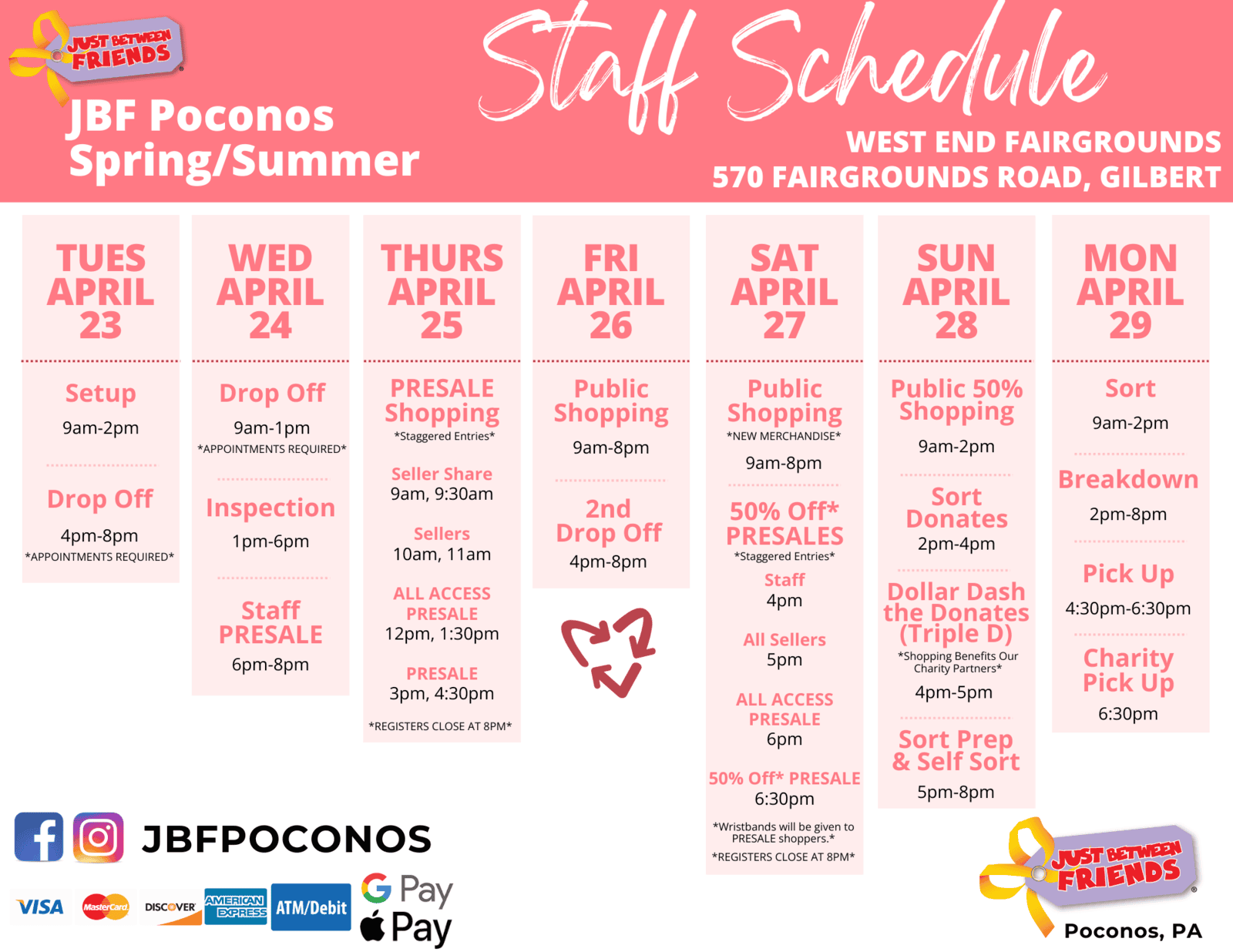 Spring Sale Staff Schedule